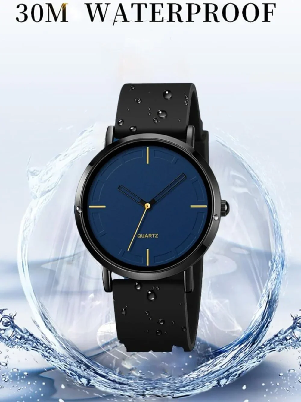 Stylish Waterproof Analog Quartz Wrist Watch with Silicone Strap for Men & Women